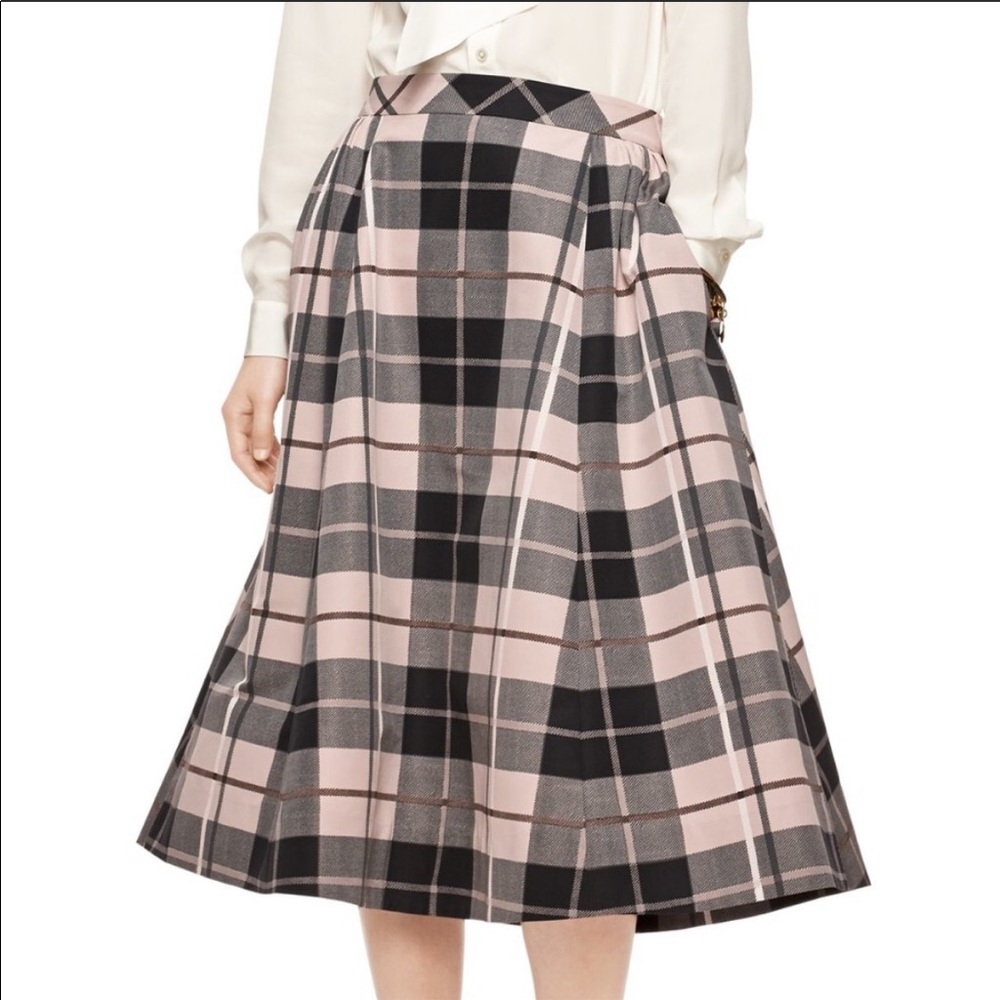 Kate Spade woodland plaid midi skirt
